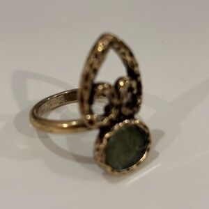 Free People Voyage Ring, size 8, never worn, Jade/Gold